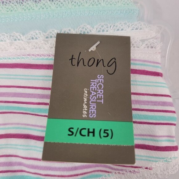 Secret Treasures Cotton Blend 3-Pack Multi-Color Women's Thong - Size Small - Picture 6 of 16